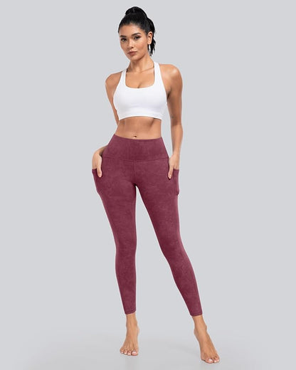 CHRLEISURE Leggings with Pockets for Women, High Waisted Tummy Control Workout Yoga Pants
