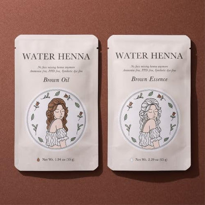 Korean Henna Hair Dye 1 Set - Quick and Easy Application, PPD-free, Synthetic dye-free liquid Formula, Hair Color Made in Korea (Brown (Henna+Indigo))