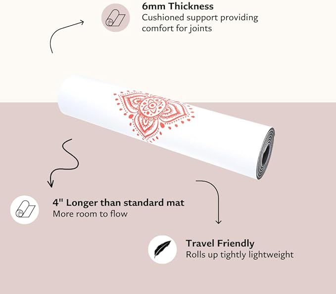 Shakti Warrior TPE Yoga Mat - Artist Designed, Premium eco friendly mats, Non Slip, Non toxic, Great For Regular & Hot Yoga, Pilates and Workouts (72 inch x 24 inch x 6mm thick)