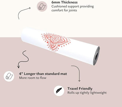 Shakti Warrior TPE Yoga Mat - Artist Designed, Premium eco friendly mats, Non Slip, Non toxic, Great For Regular & Hot Yoga, Pilates and Workouts (72 inch x 24 inch x 6mm thick)