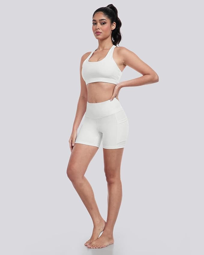 LZYVOO Biker Spandex Shorts Women, High Waisted Tummy Control Workout Yoga Shorts with Pockets