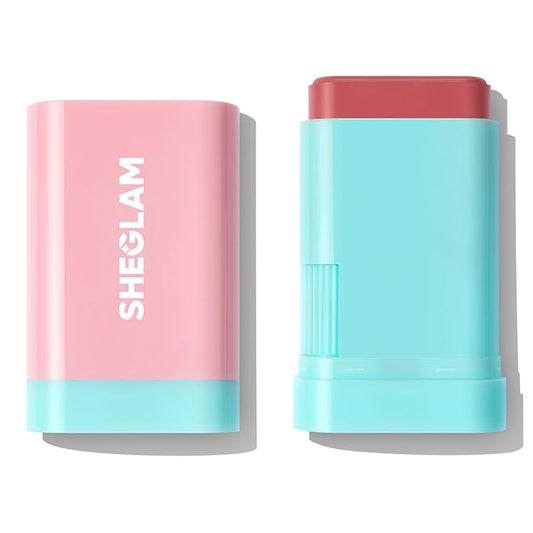 SHEGLAM Glass Glow Blush Stick Cream for Cheek and Lip, Waterproof Hydrating Tinted Solid Moisturizer Blendable Natural Grow Nude Face Blush Makeup-Brisk Babe