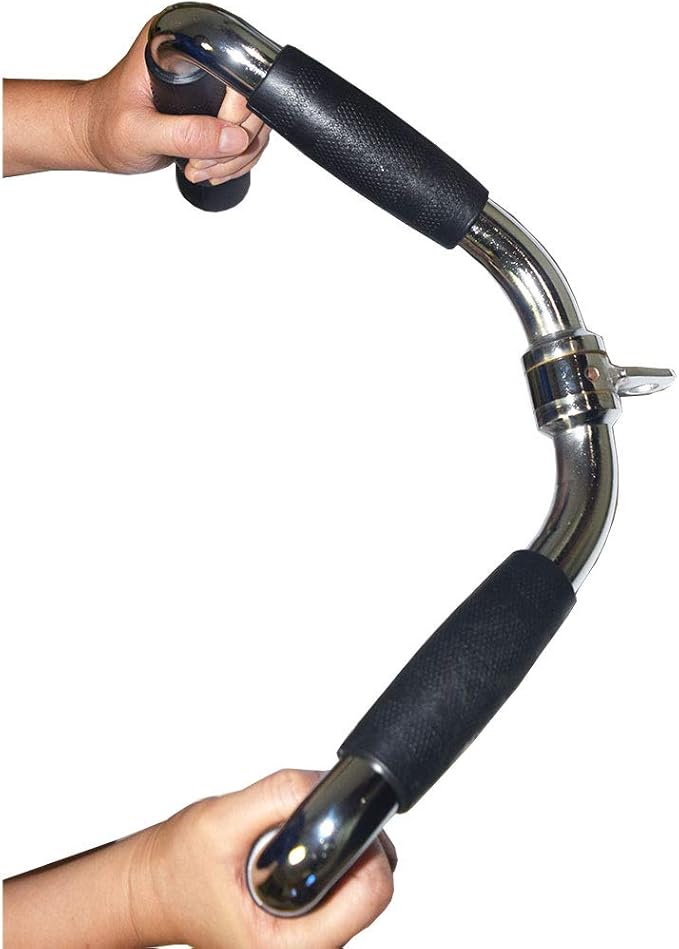 Lat Cable Machine Attachment Curl Pulldown Barbell Revolving Bar, Multi-Exerciser Cable Attachment, Solid Steel Tricep Press Down Bar with Rubber Handgrips & Revolving Hanger