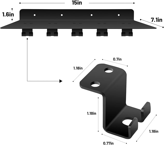fit for Tonal Accessories Shelf Organizer Gym Storage Rack Wall Shelves with Hooks, Floating Shelves Black Gym Equipment Storage Wall Decor for Home Gym T Lock Adapter Organizing