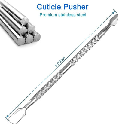 Manicure Kit for Women, 2-Piece Stainless Steel Nail Tools with Double-Ended Cuticle Pusher & Cuter, Gel Polish Remove Tool & Nail Dotter Pen for Nail Art, Home and Salon
