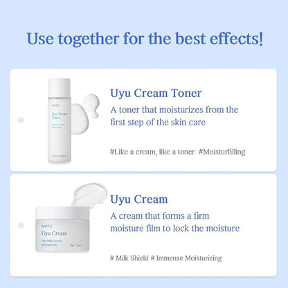 NACIFIC] Uyu Cream Ampoule 1.69fl. oz. 50ml with Jeju milk extract Essence Ceramide 5 complex Moisture lasting Natural ingredients Korean skin care