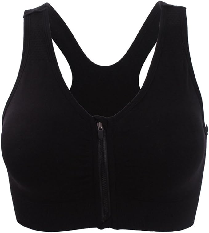 Women's Zipper Front Closure Sports Bra Racerback Yoga Bras
