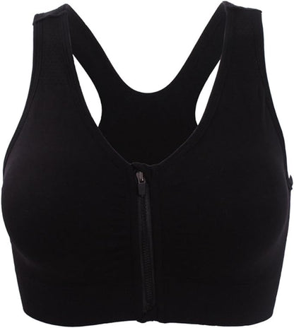 Women's Zipper Front Closure Sports Bra Racerback Yoga Bras