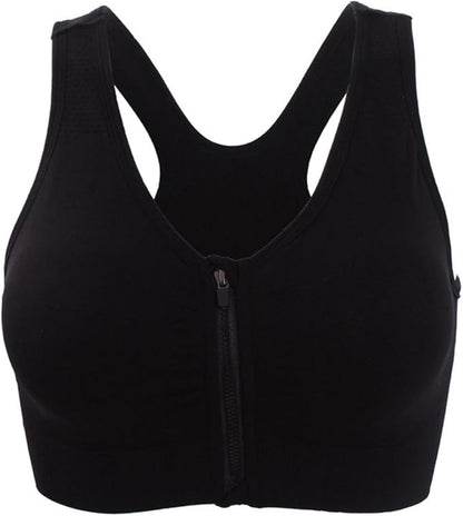 Women's Zipper Front Closure Sports Bra Racerback Yoga Bras