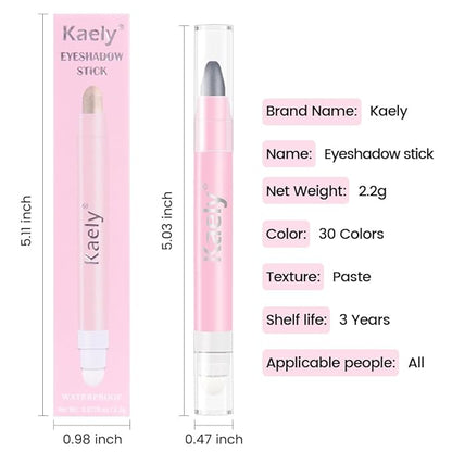 evpct 1Pcs Dazzling Grey Shimmer Cream Eye Shadow Brightener Sticks for Eyes, Double Ended Cream Eyeshadow Stick Pencil Pen with Applicator, Eye Shadow Palette Highlighter Makeup Waterproof Pigmented