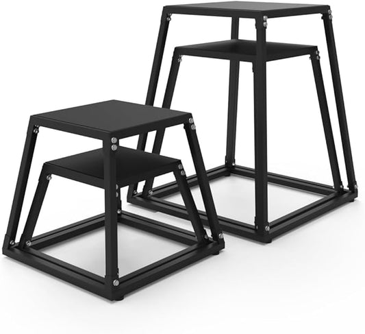 Metal Plyometric Jumping Box,12/18/24/30 Inch Steel Plyo Box Set for Fitness Exercise Home Gym,Single/Set