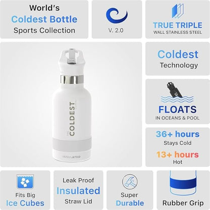Coldest Insulated Water Bottle with Straw Lid - Stainless Steel Metal Insulated Bottle for Men & Women (Cosmic Ice Glitter, 24 oz)