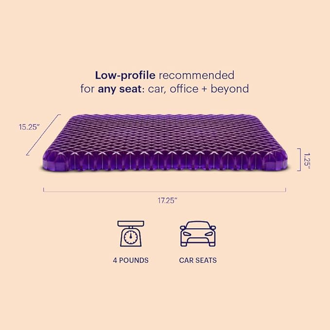 Purple Simply Seat Cushion | Pressure Reducing Grid Designed for Ultimate Comfort | Designed for Cars and Travel | Made in The USA