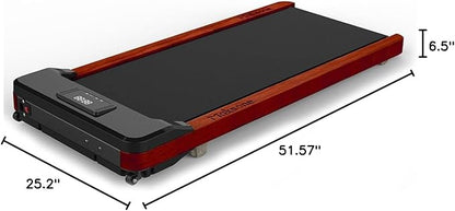 Maksone Portable Walking Pad with Remote Control,Wooden Office Treadmill for Home&Work，LED Dispaly Under Desk Treadmill