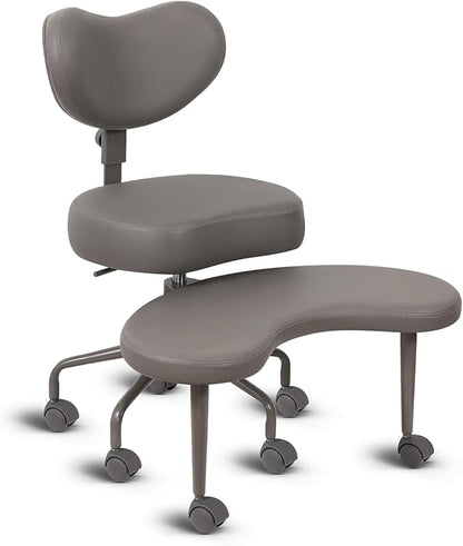 Meditation Cross Legged Chair PRO, ADHD Chair with Height Adjustable Backrest, Criss Cross Desk Use with Footrest and Wheels for Home Office, Flexible Design for Fidgety Sitters, Gray