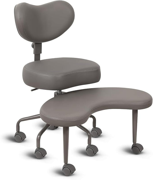 Meditation Cross Legged Chair PRO, ADHD Chair with Height Adjustable Backrest, Criss Cross Desk Use with Footrest and Wheels for Home Office, Flexible Design for Fidgety Sitters, Gray