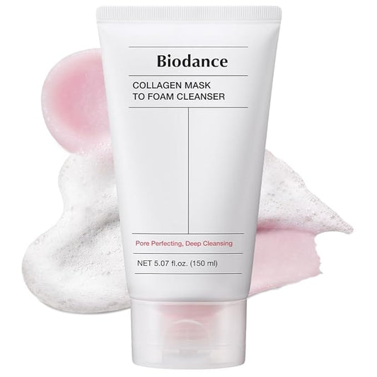 BIODANCE Collagen Mask To Foam Cleanser, Face Wash for Women, 2-in-1 Pore Mask and Hydrating Foaming Facial Cleanser for Sensitive Skin, Oily Skin, Korean Skincareㅣ5.07 fl. oz. (150 ml)