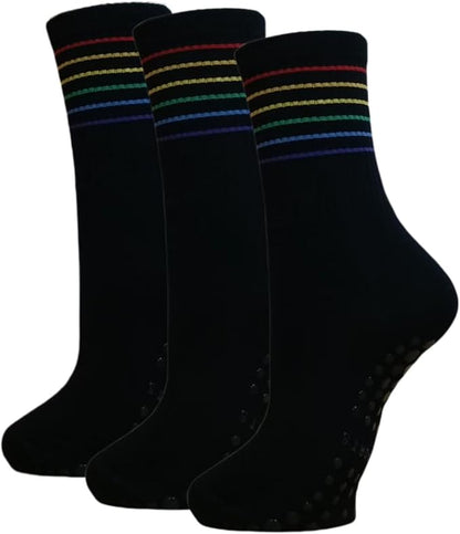 Women Pilates and Yoga Socks with Cotton, Breathable,Absorbent, Non-slip Footbed 3 Pairs