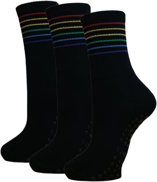 Women Pilates and Yoga Socks with Cotton, Breathable,Absorbent, Non-slip Footbed 3 Pairs