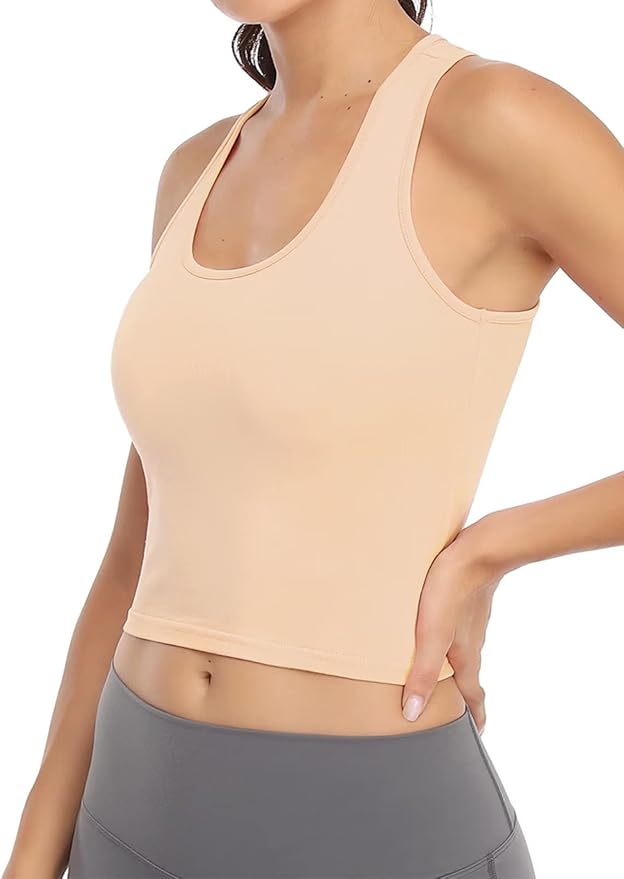 Porvike Sports Crop Tank Tops for Women Cropped Workout Tops Racerback Running Yoga Tanks Cotton Sleeveless Gym Shirts 3 Pack
