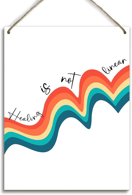 Mental Health Therapy Office Wooden Hanging Wall Decor Positive Energy Wood Sign Positive Affirmations Wood Wall Decor Office School Classroom Nursery Homes chool Decor Therapist Gifts 8''X10'' (DH77)