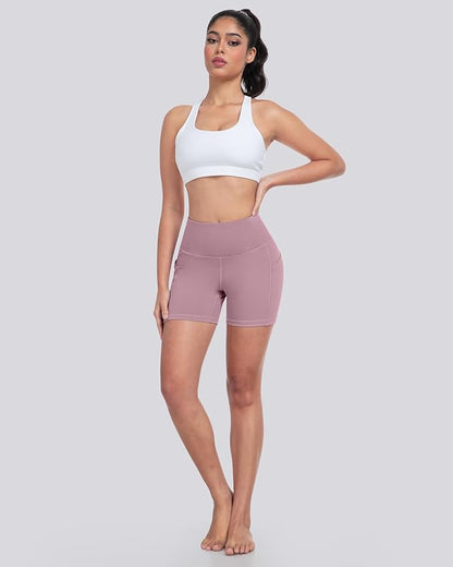 LZYVOO Biker Spandex Shorts Women, High Waisted Tummy Control Workout Yoga Shorts with Pockets