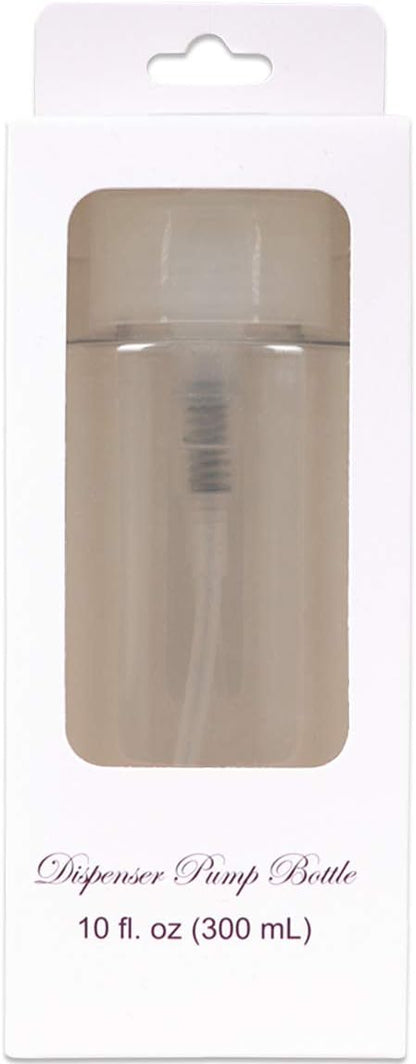 10oz Clear Push Down Pump Dispenser Empty Refillerble Bottle with Flip Top Cap - for Nail Polish, Travel, Cosmetics Packaging
