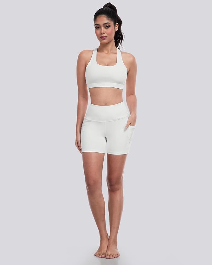 LZYVOO Biker Spandex Shorts Women, High Waisted Tummy Control Workout Yoga Shorts with Pockets