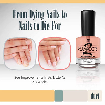 Duri Rejuvacote 2 Nail Growth System Sensitive Formula - Nail Hardener and Strengthener for Brittle, Breaking, Splitting Nail Repair - 0.45 Fl Oz (Pack of 3)