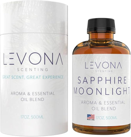 Levona Scent Essential Oil - Fresh Aroma for Home, Office, Hotel & Spa, Perfect in Humidifiers and Diffusers, Luxury Fragrance, with Lemon & Aqua Marine Notes - 500ml/ 17 fl oz, Sapphire Moonlight