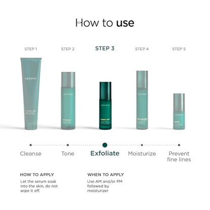 Veriphy Exfoliating AHA Facial Serum | Hydrating & Brightening Solution for Dark Spots, Fine Lines, and Wrinkles | Anti-Aging Hyaluronic Acid Serum for Face | Night Face Serum