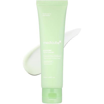 Medicube Exosome Cica Tea Tree Cream for Sensitive Skin with Centella Asiatica help reduce redness and breakouts. | Low-irritating, Moisturizing Daily Texture Care | Korean Skincare | 1.7 fl oz