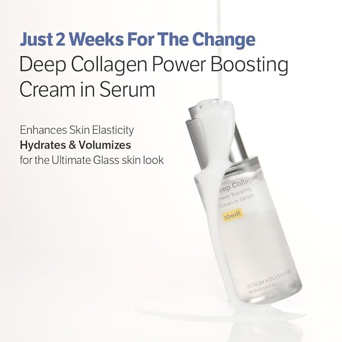 SUNGBOON EDITOR Deep Collagen Anti-Wrinkle Cream In Serum | Volufiline, Real Collagen, Skin Volumizing, Glass Skin, Elasticity for Aged Skin, Korean Skin Care, Serum for Face, 1.01 fl. oz