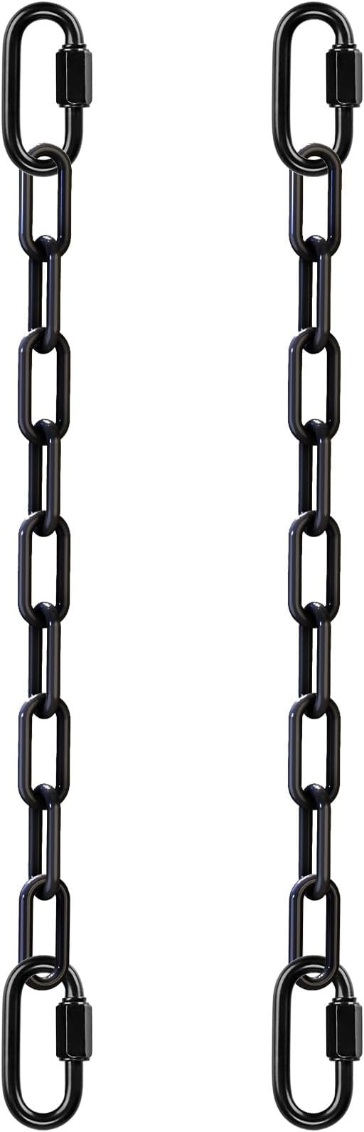 SELEWARE 2 Pack 100 Inch Hanging Swing Chain with 4 Carabiners, 1000LB Capacity Plastic Coated Hanging Chains, Hammock Hardware Kit for Swing, Hanging Chair, Punching Bags, Indoor Outdoor Gym (Black)