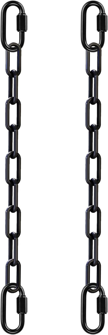 SELEWARE 2 Pack 100 Inch Hanging Swing Chain with 4 Carabiners, 1000LB Capacity Plastic Coated Hanging Chains, Hammock Hardware Kit for Swing, Hanging Chair, Punching Bags, Indoor Outdoor Gym (Black)