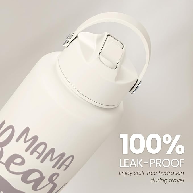 SANDJEST Mom Water Bottle, Mama Bear Bottles 32oz Stainless Steel Insulated with Lid, Mom Gifts from Daughter Son, Gifts for Mother's Day Christmas Birthday