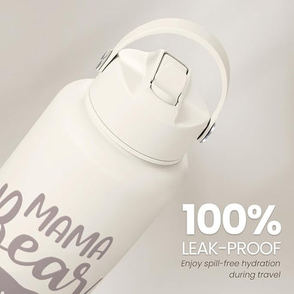 SANDJEST Mom Water Bottle, Mama Bear Bottles 32oz Stainless Steel Insulated with Lid, Mom Gifts from Daughter Son, Gifts for Mother's Day Christmas Birthday