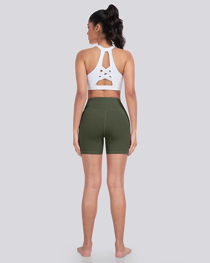 LZYVOO Biker Spandex Shorts Women, High Waisted Tummy Control Workout Yoga Shorts with Pockets