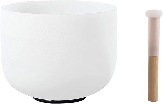 FMTY Perfect Pitch Crystal Singing Bowl 14 inch Washable Healing Bowl Cushion 52"Meditation Sound Bowl with Singing Bowls Mat for Relaxation, Yoga, Chakra Healing, Stress Relief (C Note, 14 inch)