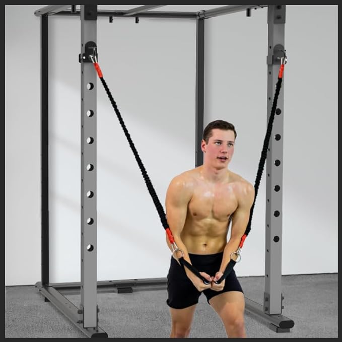 Kipika Power Cage Squat Rack Home Gym Accessories - Anchor for Resistance Bands Fits Rack with 5/8" or 1" Holes, Heavy Duty Hooks for Workouts, Strength Training, and Physical Therapy Exercise, 2 Pack