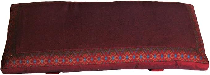 Meditation Bench Cushion Kneeling Seiza - Ikat Burgundy Border