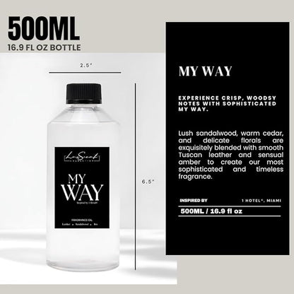 Aroma Scent Diffuser Starter Kit for Up to 1000SQ. FT. Coverage - 500ML Waterless Essential Oil Scent Included - Luxury Aroma Diffuser Ideal for Home, Office & Hotel (Black, My Way)
