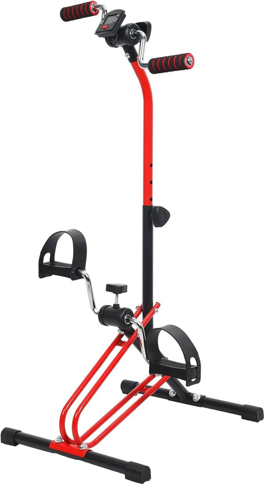 Rehabilitation Exercise Bike for AMS & Legs - Compact Home Physiotherapy Machine with Resistance Tension, 60kg Capacity - Upper/Lower Limb Recovery Trainer for Elderly Red Black