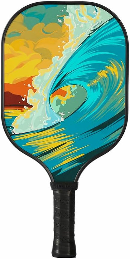 HELIOS Hawaii Pickleball Paddle Set of 2 – O'ahu | Includes Pipeline & Diamond Head Paddles | Particle-Printed Fiberglass Surface with 13mm Reactive Honeycomb Core | 8oz, Beginner Set for Control