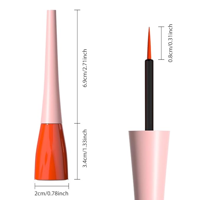 evpct 1Pcs Orange Red Liquid Eyeliner Waterproof Orange Red Eye Liners for Women, Eyes Wing Eyeliner Stamps Shapes Colored Eyeliner delineador de ojos a prueba de agua contra el agua blanco para ojos
