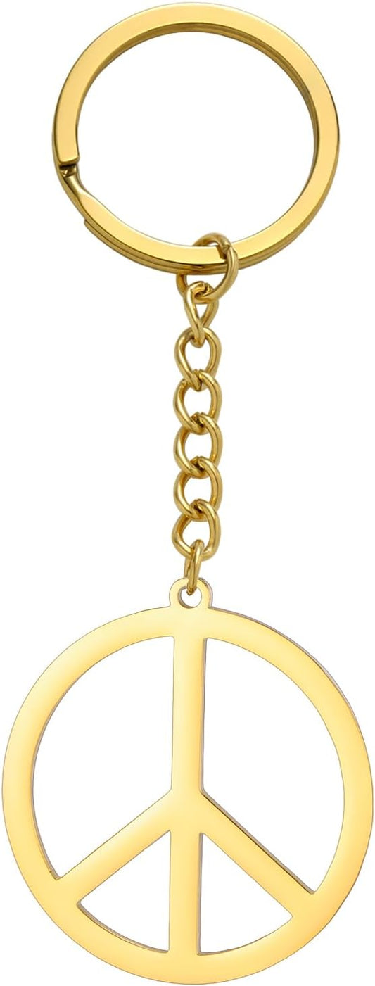 Dreamtimes Peace Sign Pendant KeyRing for Men and Women Love Peace Symbol Keychain Bag Car Keyring Peace Sign Jewelry