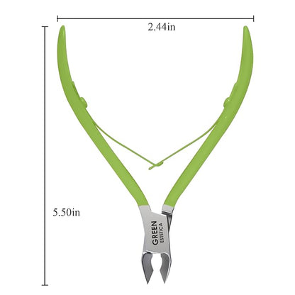 Professional Cuticle Trimmer Nail Cuticle Cutter Stainless Steel Cuticle Nippers with Sharp Blades of Cuticle Remover Clippers Manicure Tools Double Spring for Nail Care Pedicure Nail Tools (Green)