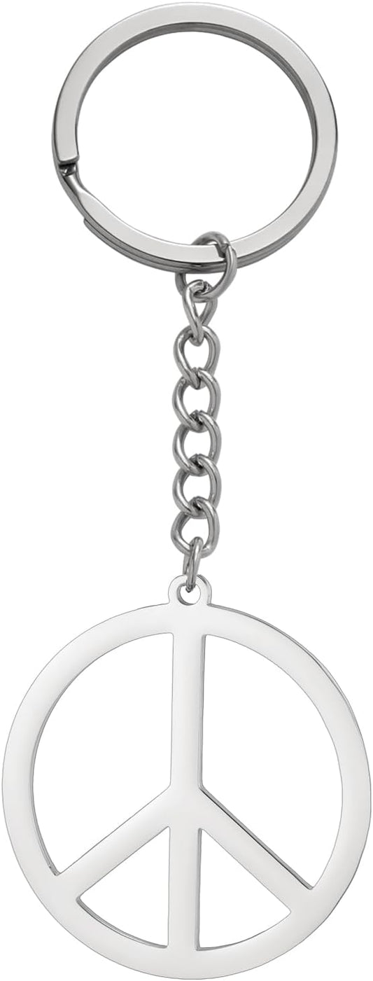 Dreamtimes Peace Sign Pendant KeyRing for Men and Women Love Peace Symbol Keychain Bag Car Keyring Peace Sign Jewelry