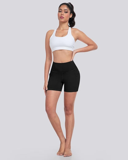 LZYVOO Biker Spandex Shorts Women, High Waisted Tummy Control Workout Yoga Shorts with Pockets