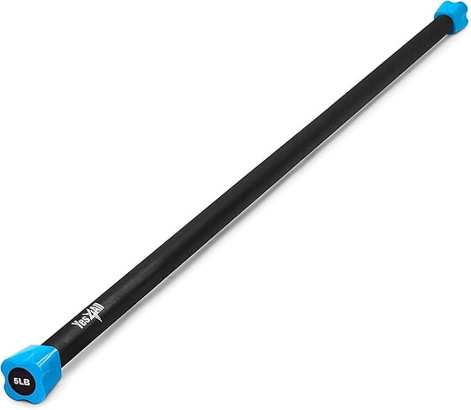 Yes4All Total Body Workout Weighted Bar, Resistance Band Bar, Racks for Strength Training, Exercise Bar for Yoga in Home and Gym - Single/Combo